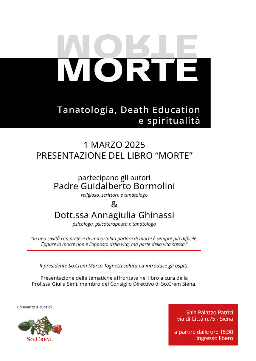 Al momento stai visualizzando 1 Marzo 2025 – Presentazione del libro “Morte. Tanatologia, Death Education e spiritualità”